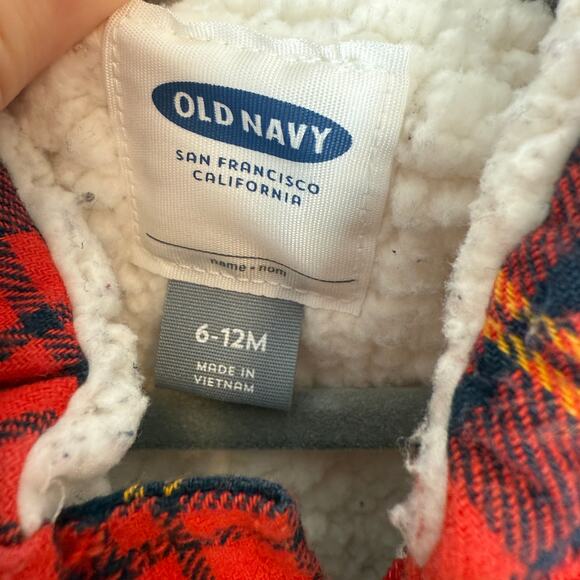 Old Navy Baby Boy Plaid Flannel Sherpa Lined Zip Front Vest Size 6-12 Months - Picture 6 of 7